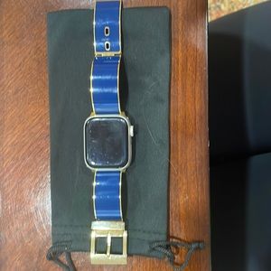 Tory Burch Apple Watch Bangle Bracelet. NWOT worn once. Gold tone, navy.